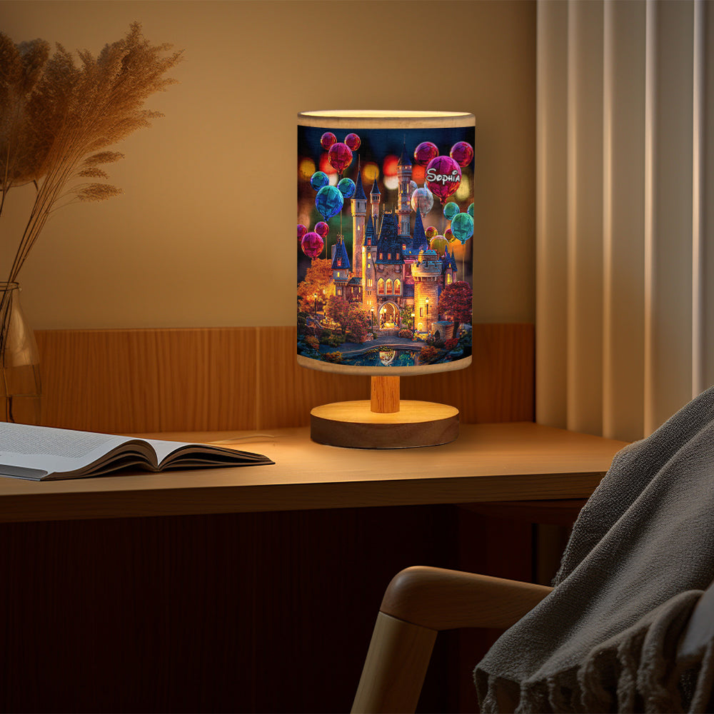 The Magical Castle - Personalized Mouse Table Lamp With Wood Base