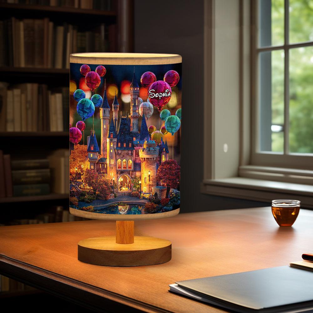 The Magical Castle - Personalized Mouse Table Lamp With Wood Base