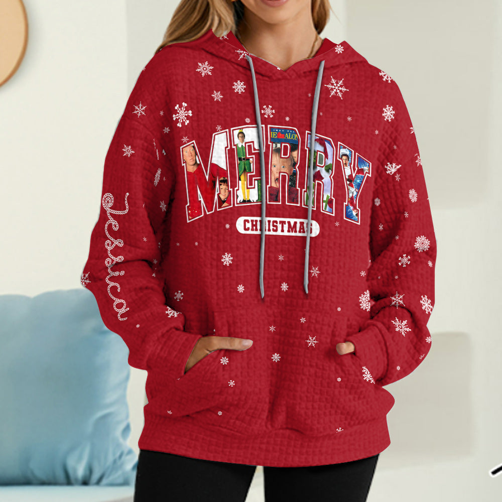 Merry Christmas - Personalized Waffle Hoodie