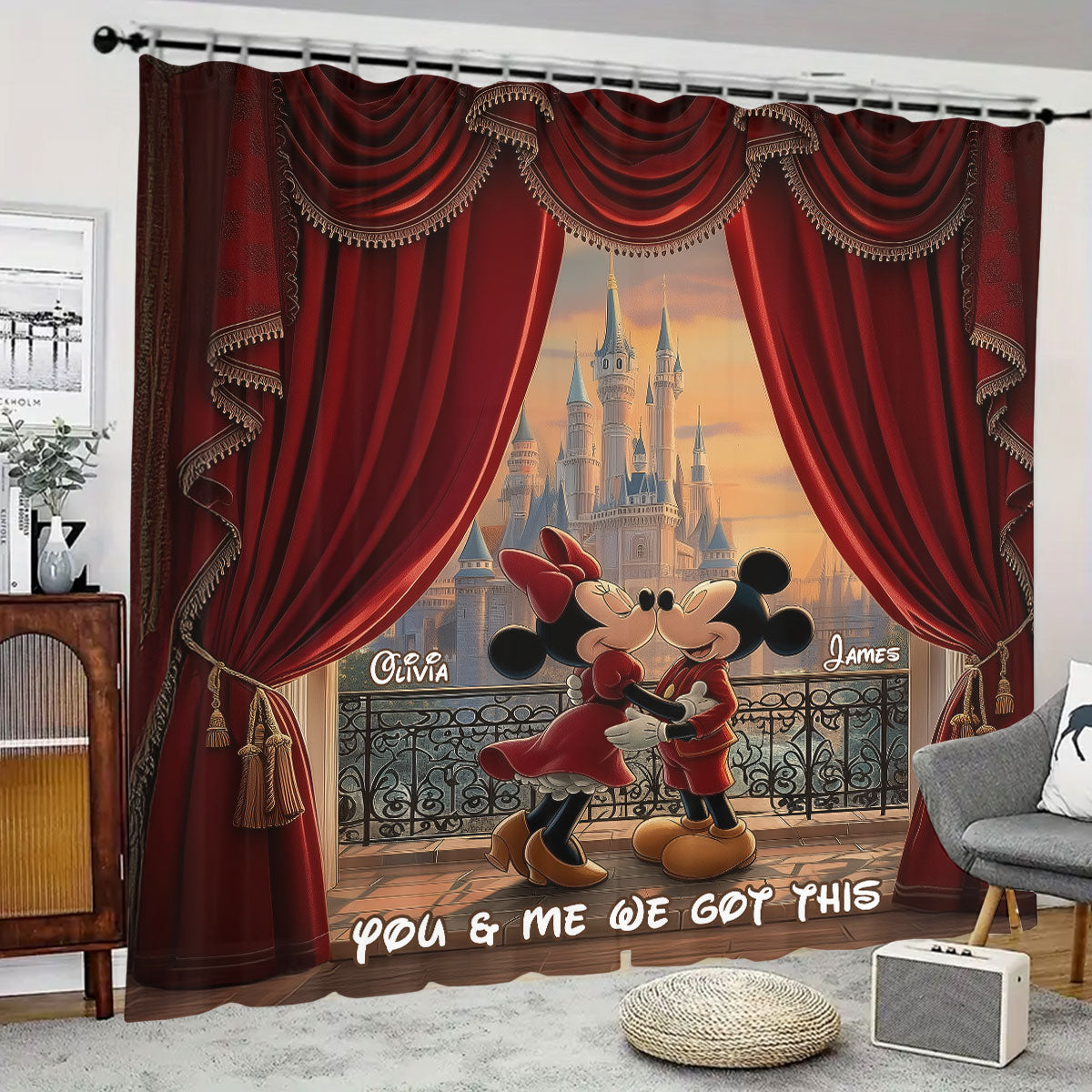 You & Me We Got This - Personalized Mouse Blackout Window Curtain/ Drapes Set