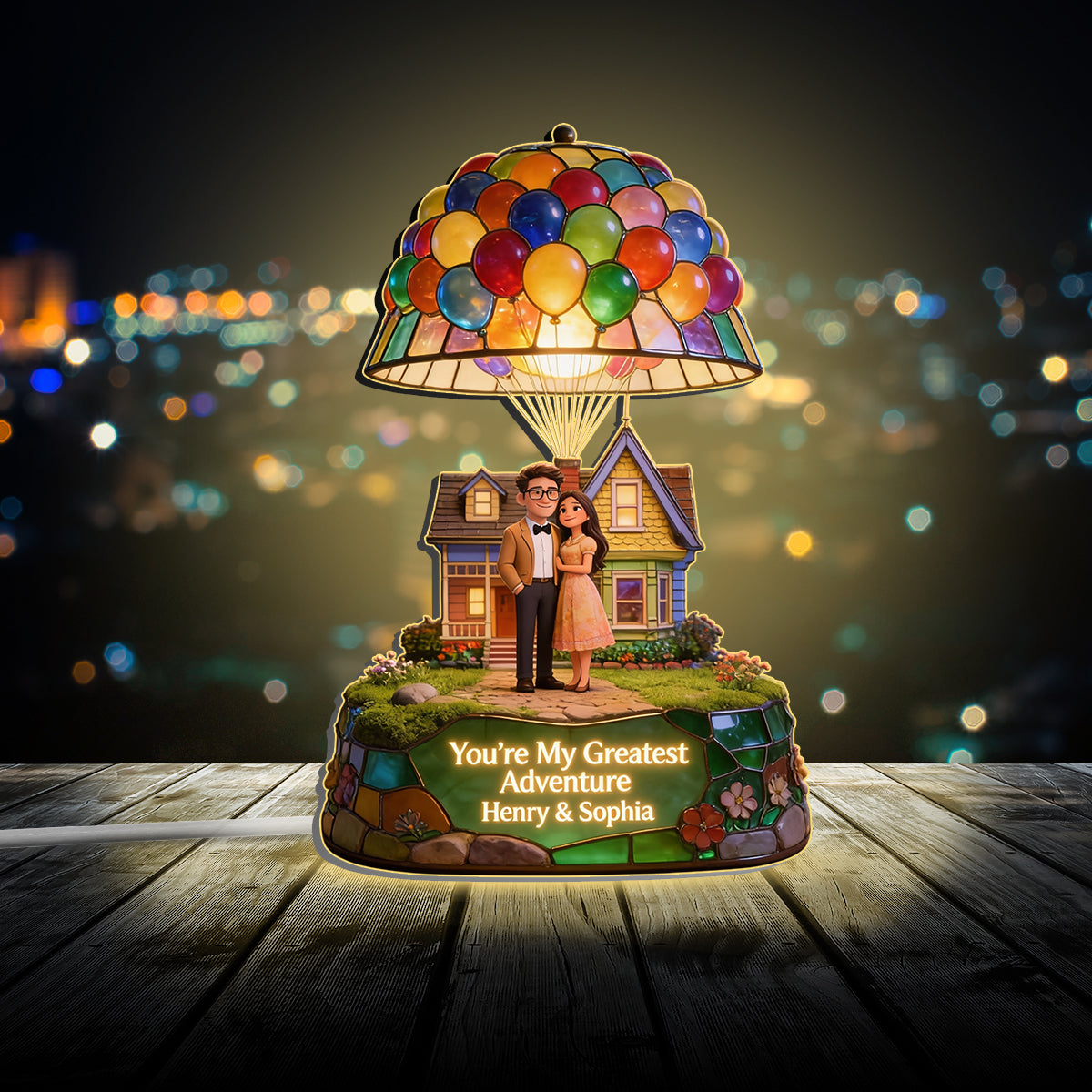 Custom Any Photo My Greatest Adventure - Personalized Up Movie Couple Acrylic LED Night Light