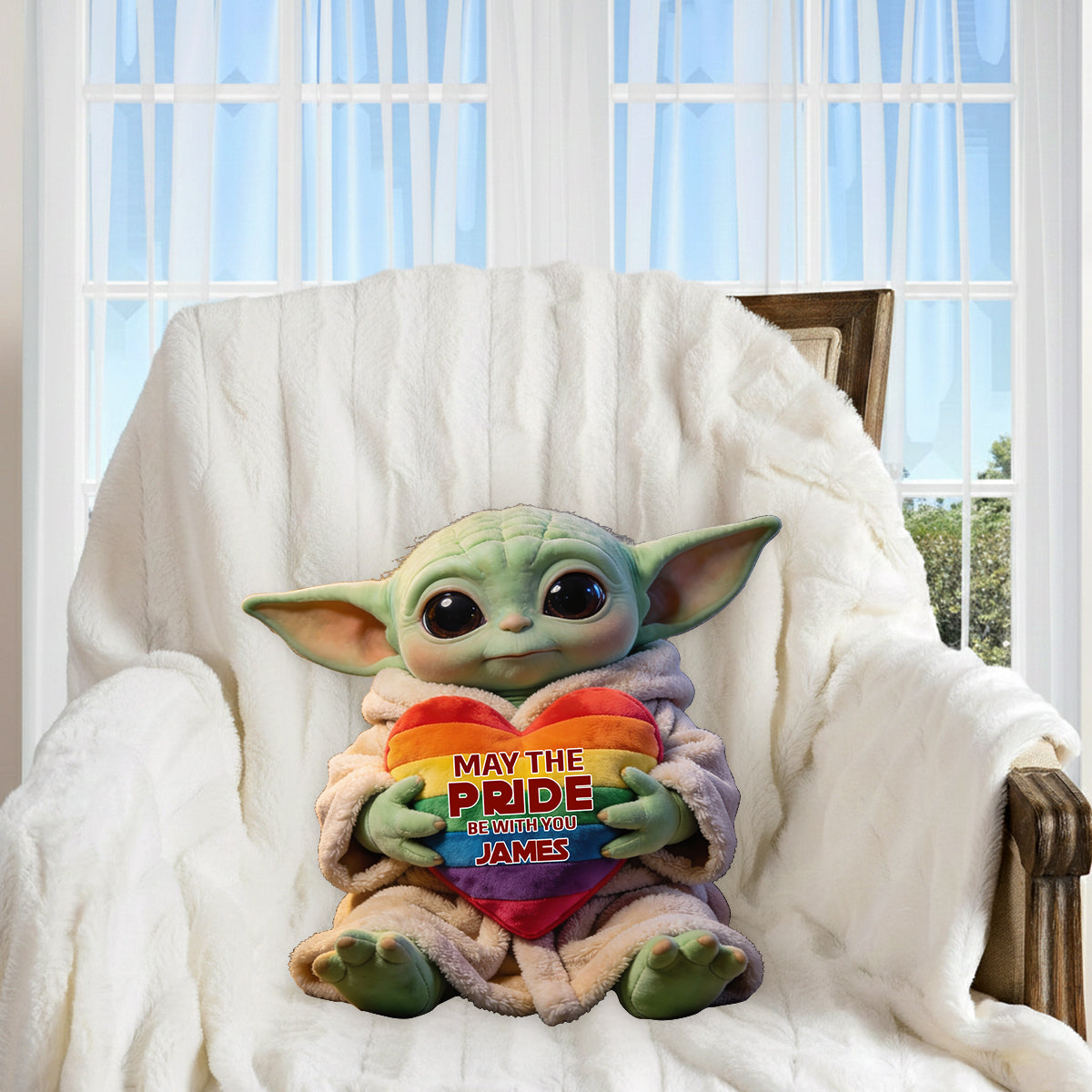 May The Pride Be With You - Personalized LGBT Support Premium Faux Fur Pillow