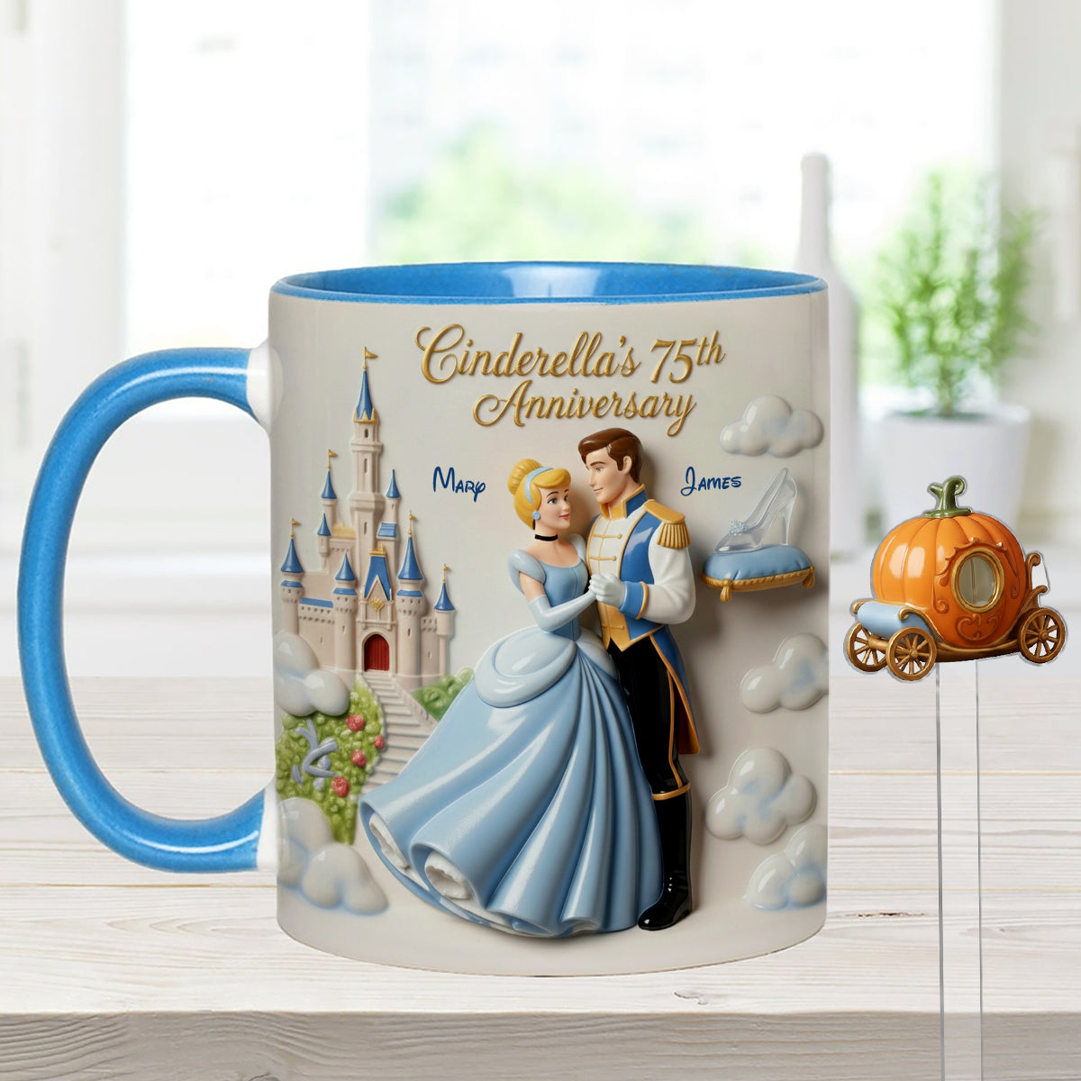 Cinderela Princess - Personalized Couple Set Accent Mug with Acrylic Stirrers