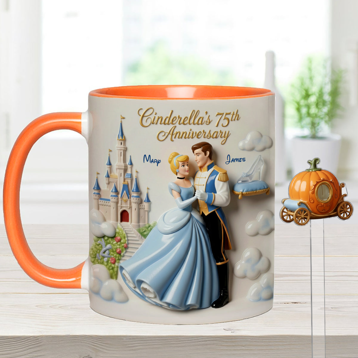 Cinderela Princess - Personalized Couple Set Accent Mug with Acrylic Stirrers