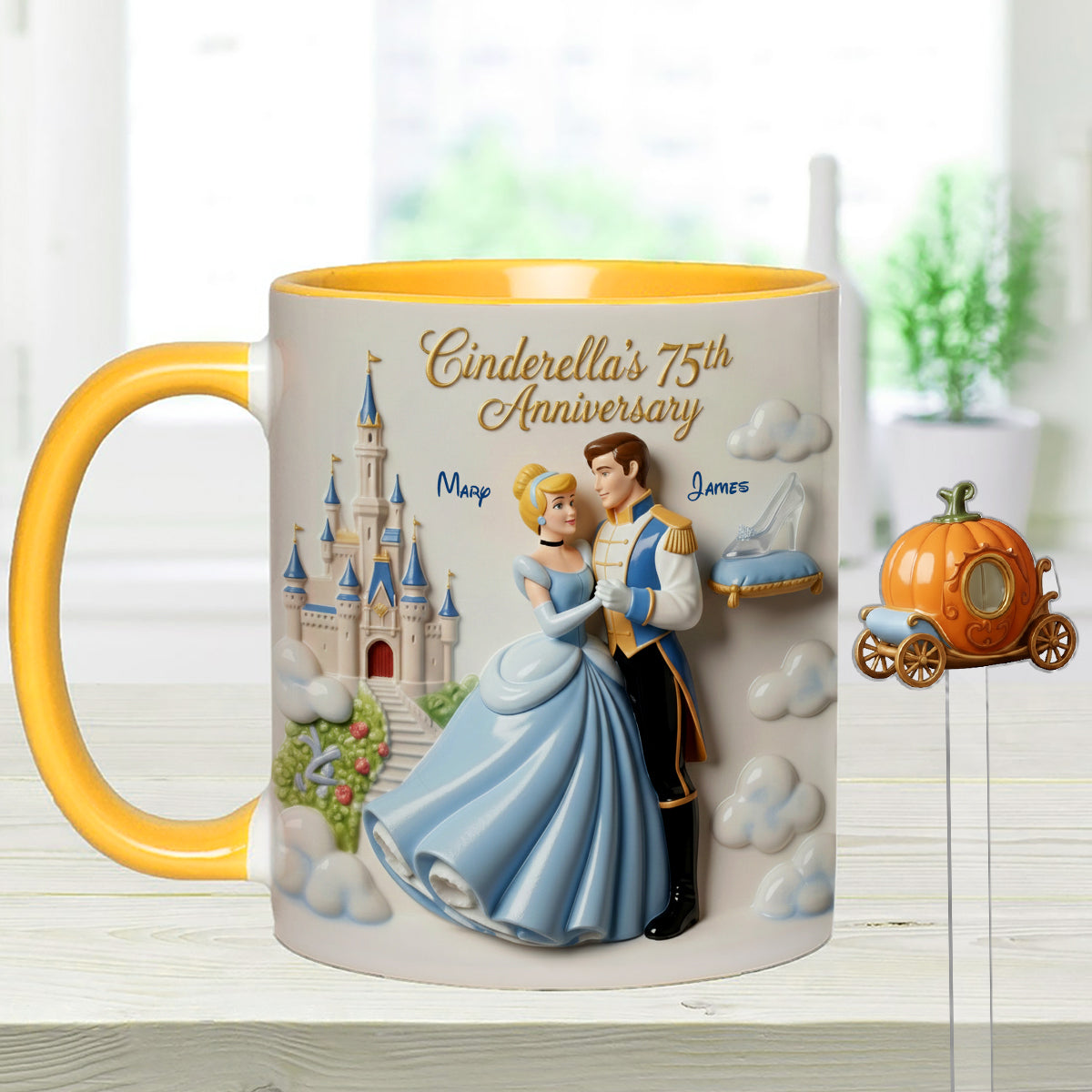 Cinderela Princess - Personalized Couple Set Accent Mug with Acrylic Stirrers