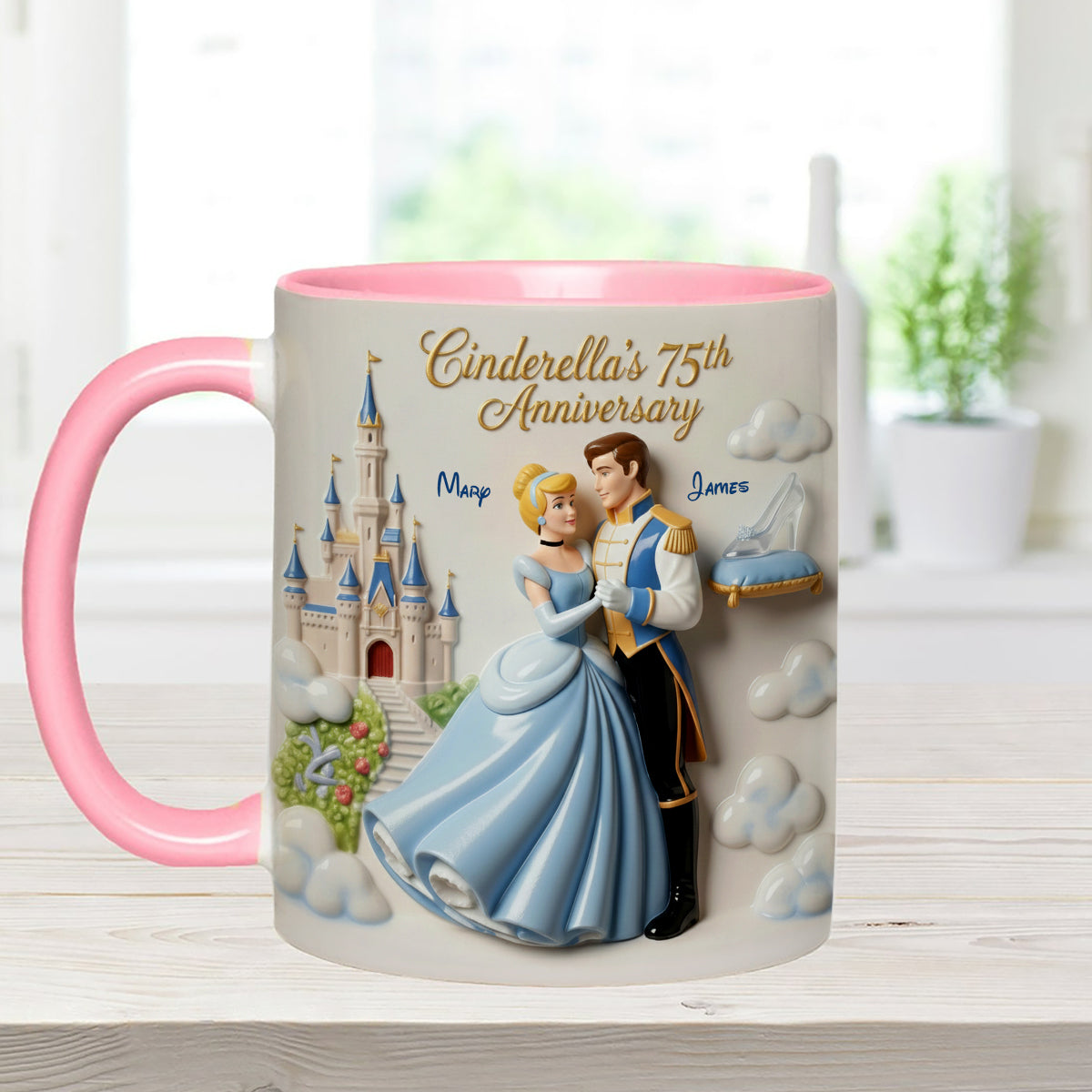 Cinderela Princess - Personalized Couple Set Accent Mug with Acrylic Stirrers