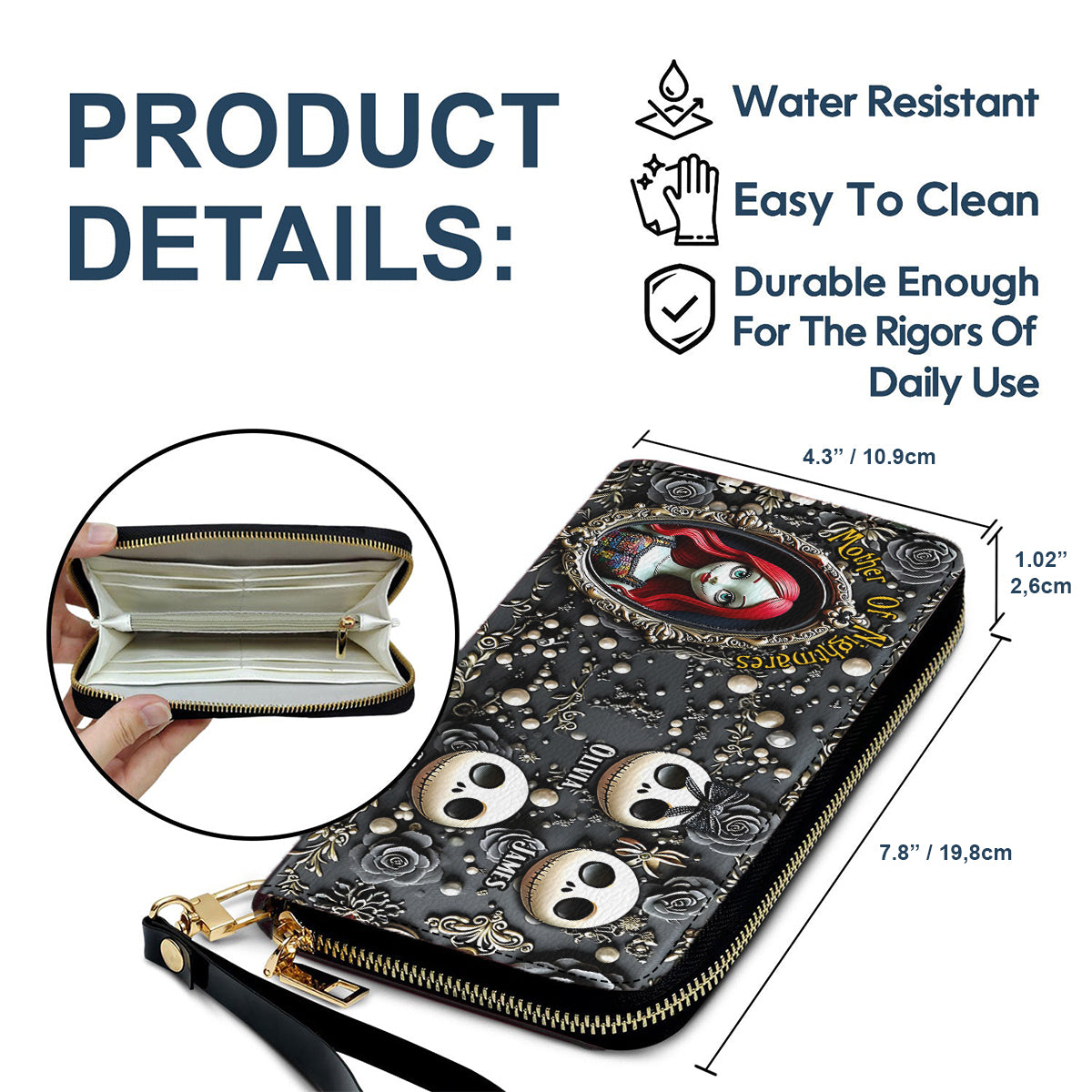 Mother Of Nightmares - Personalized Nightmare Leather Long Wallet