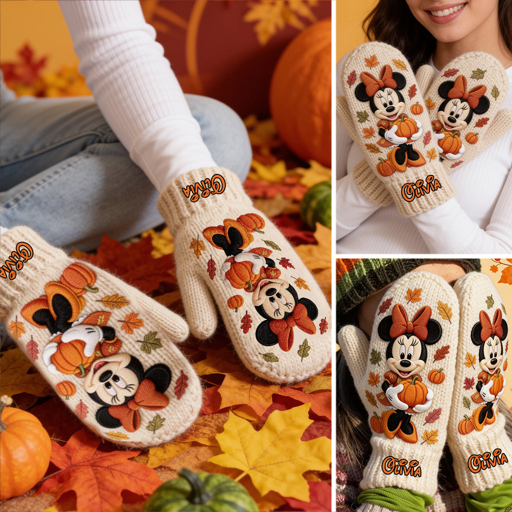 Magical Autumn - Personalized Mouse Knitted Mittens