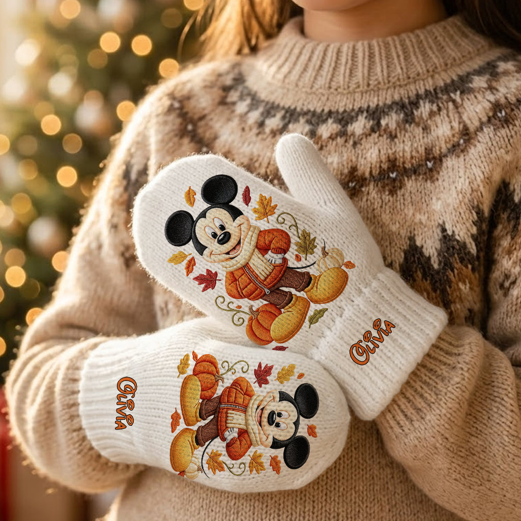 Magical Autumn - Personalized Mouse Knitted Mittens