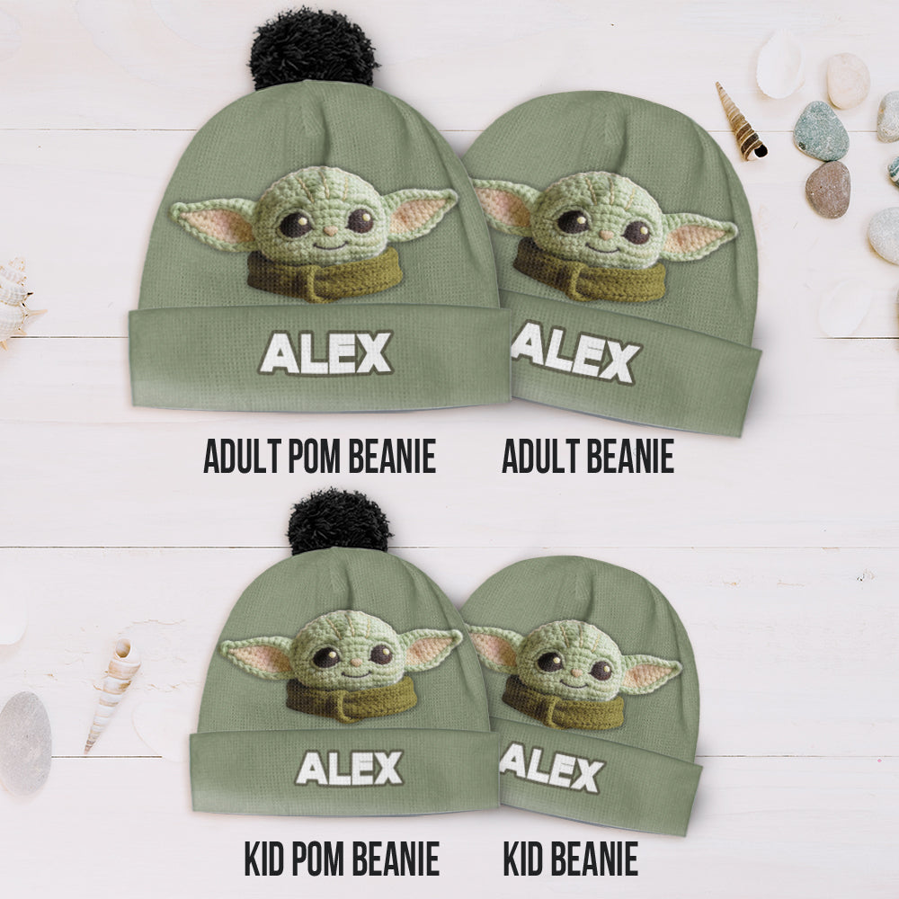 Cute Green Galaxy Character - Personalized The Force Beanie Hat