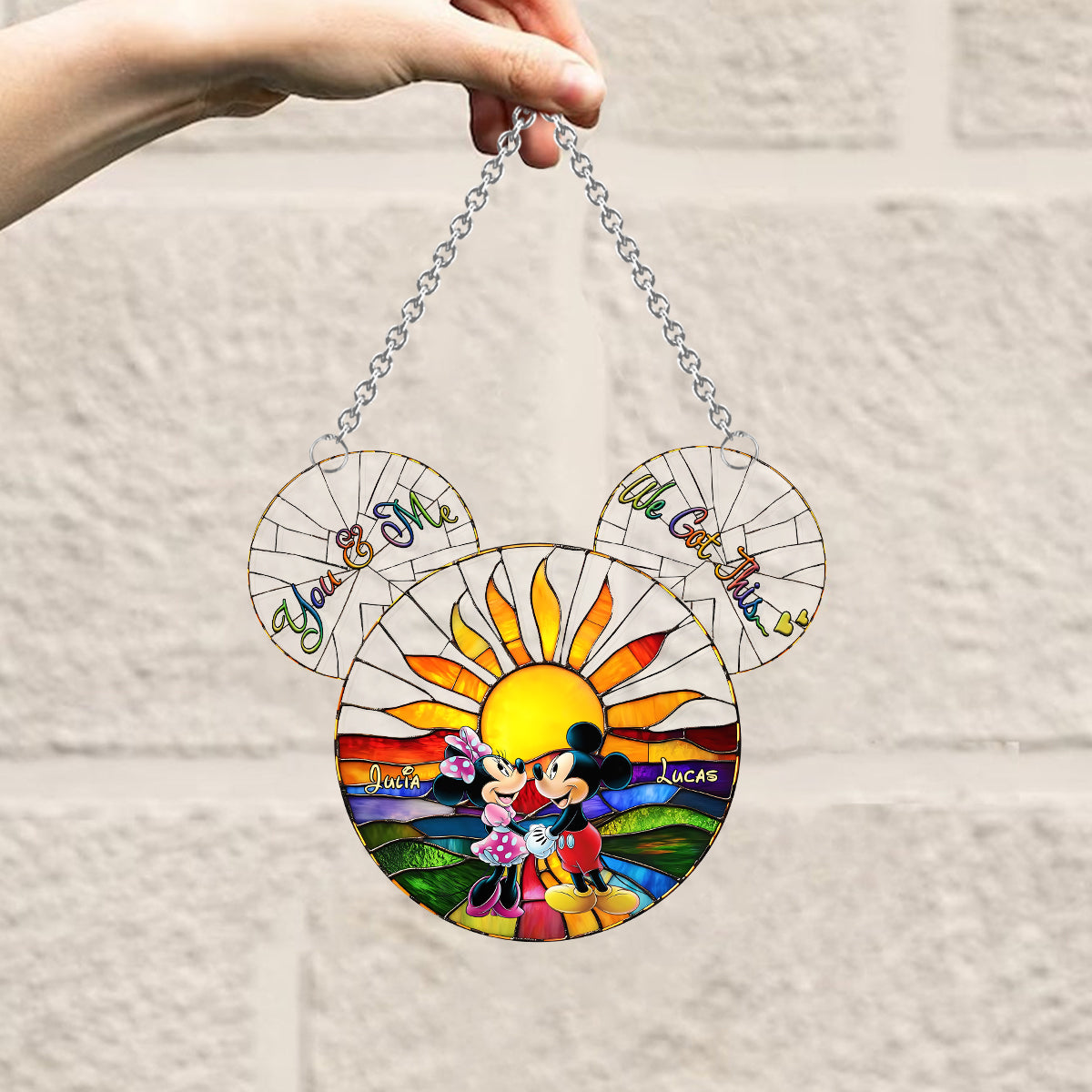 Walking Towards The Sun - Personalized Mouse Window Hanging Suncatcher Ornament