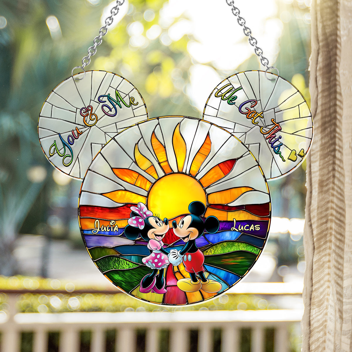 Walking Towards The Sun - Personalized Mouse Window Hanging Suncatcher Ornament
