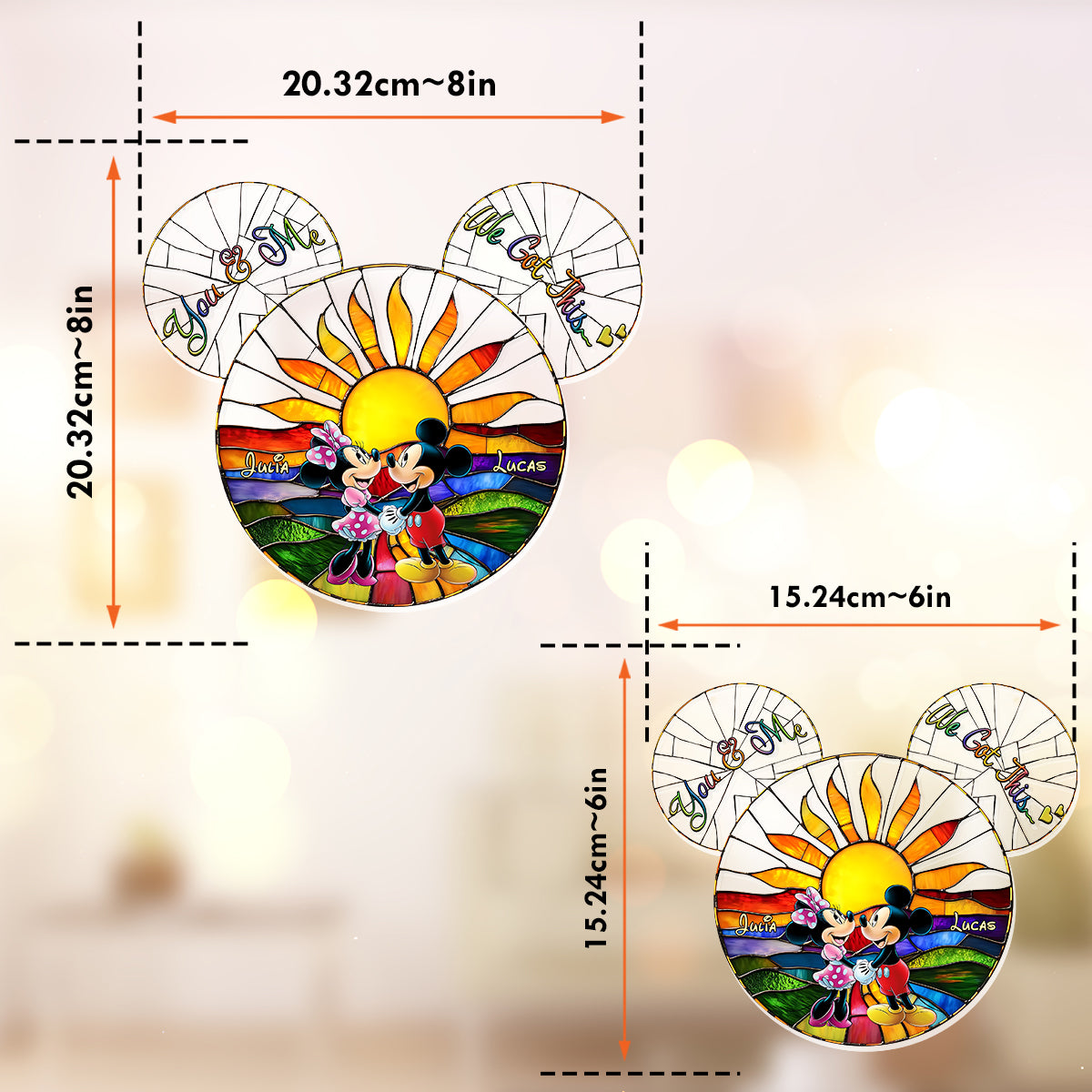 Walking Towards The Sun - Personalized Mouse Window Hanging Suncatcher Ornament