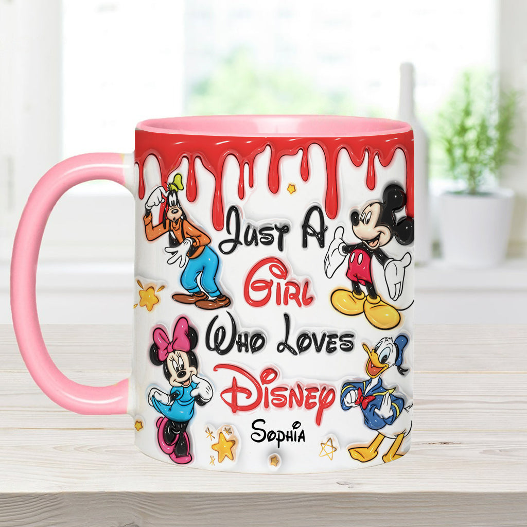 Just A Girl Living In Disney World - Personalized Mouse Accent Mug