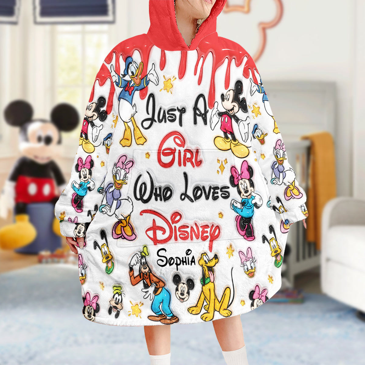 Just A Girl Who Loves Disney - Personalized Mouse Blanket Hoodie