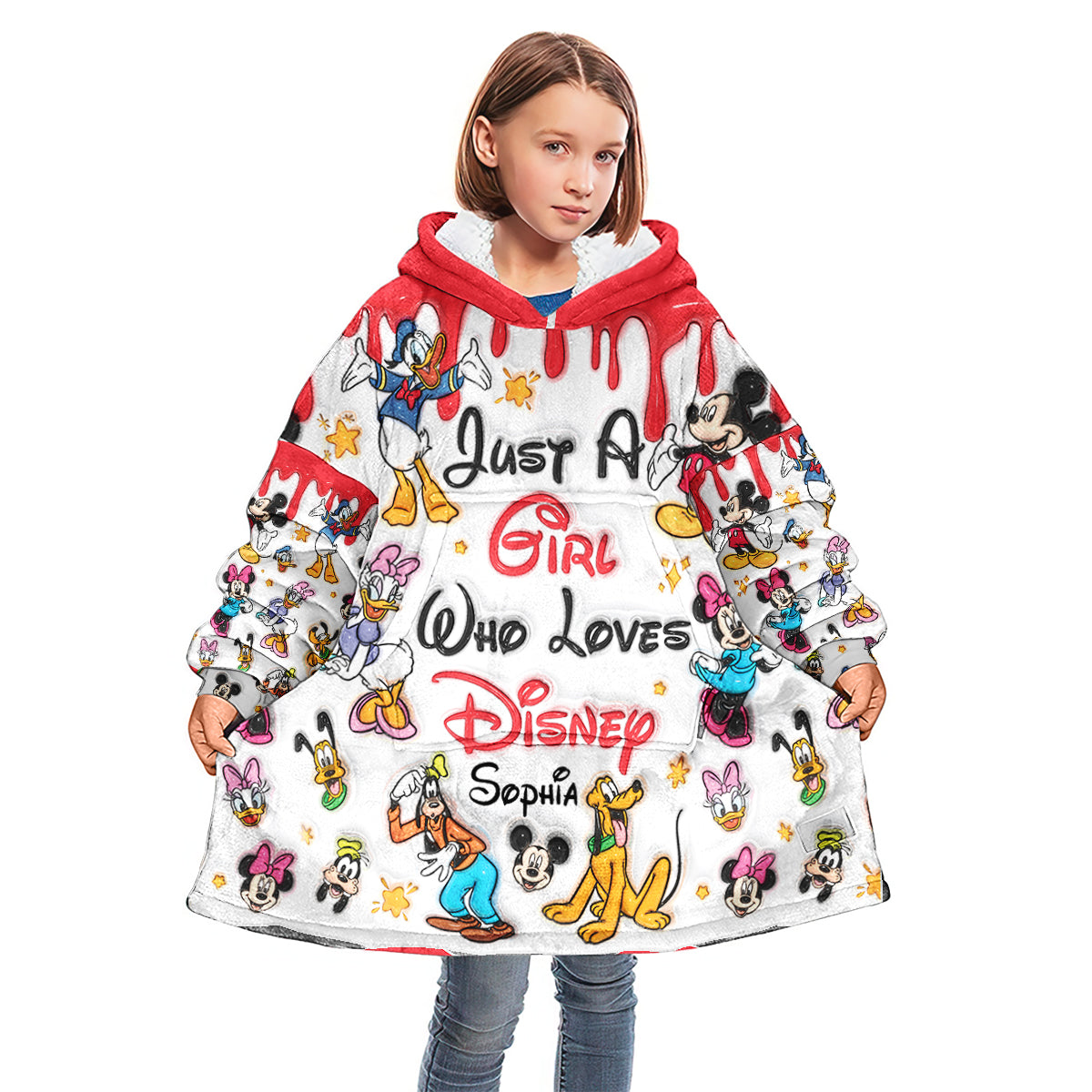 Just A Girl Who Loves Disney - Personalized Mouse Blanket Hoodie