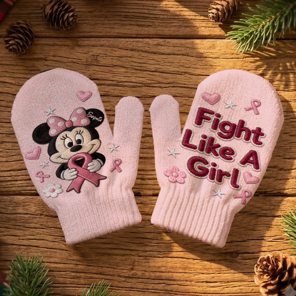 Fight Like A Girl - Personalized Breast Cancer Awareness Knitted Mittens