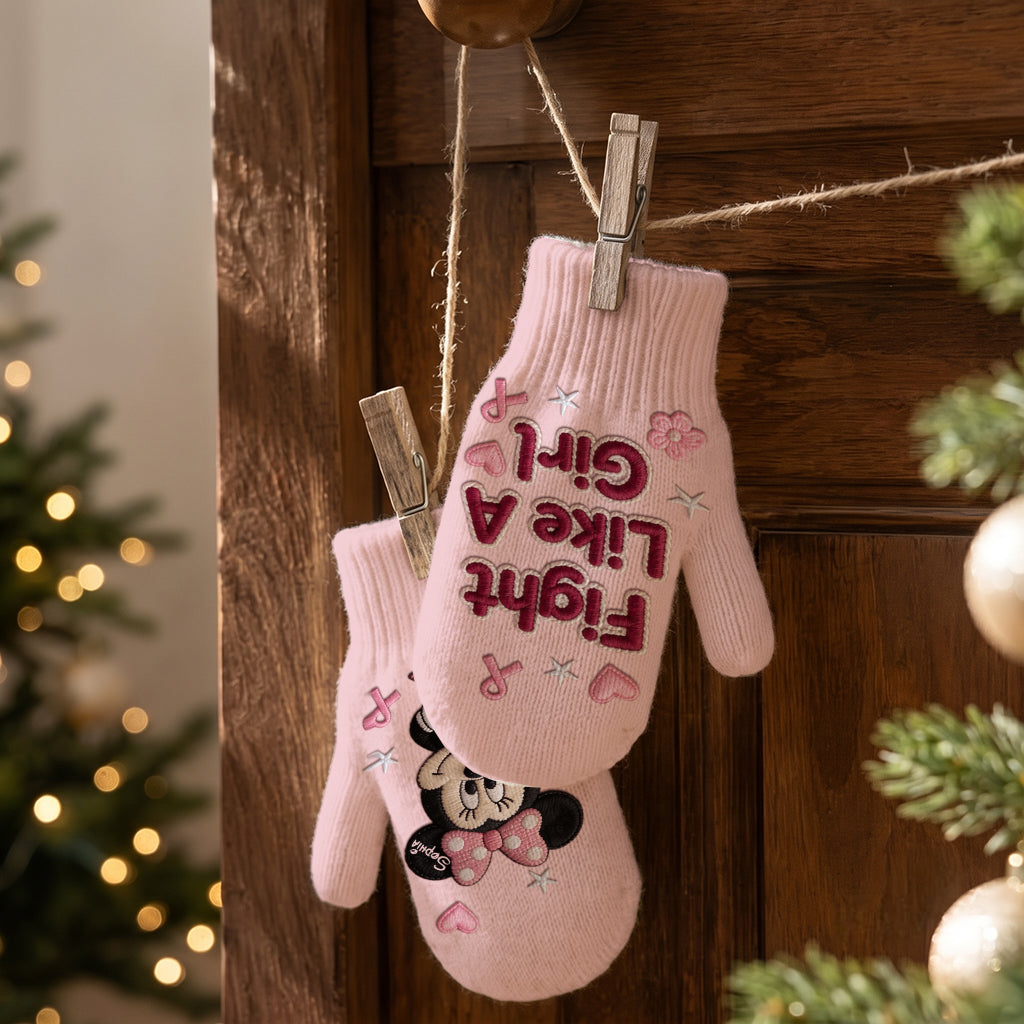 Fight Like A Girl - Personalized Breast Cancer Awareness Knitted Mittens