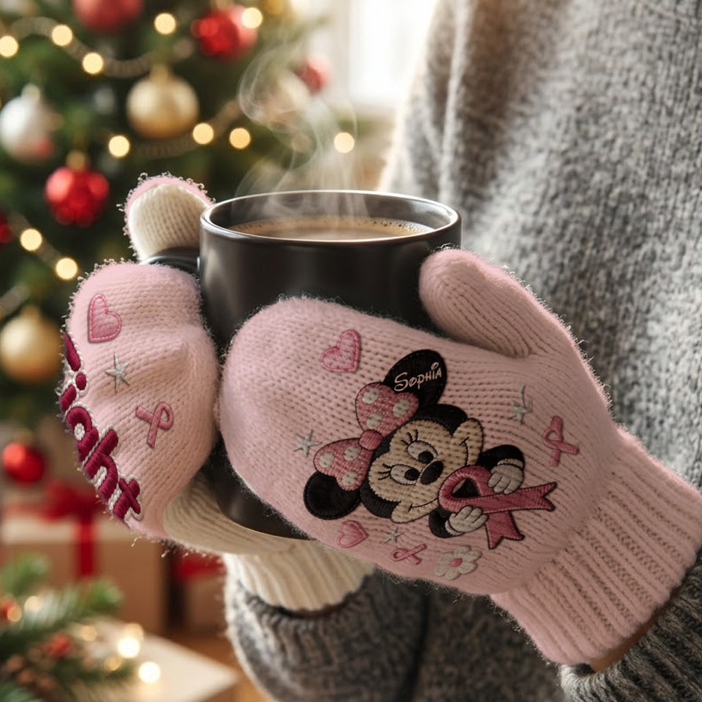 Fight Like A Girl - Personalized Breast Cancer Awareness Knitted Mittens