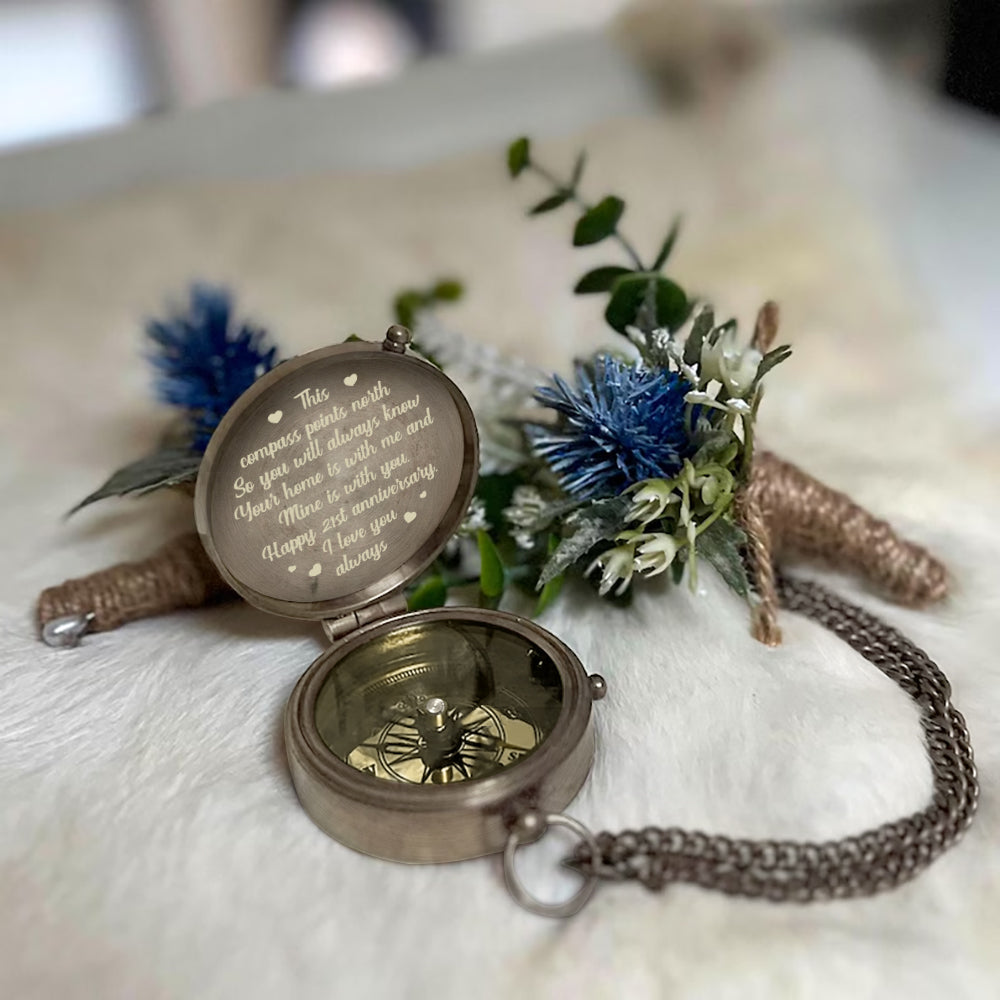 Your Home Is With Me And Mine Is With You - Personalized Couple Compass