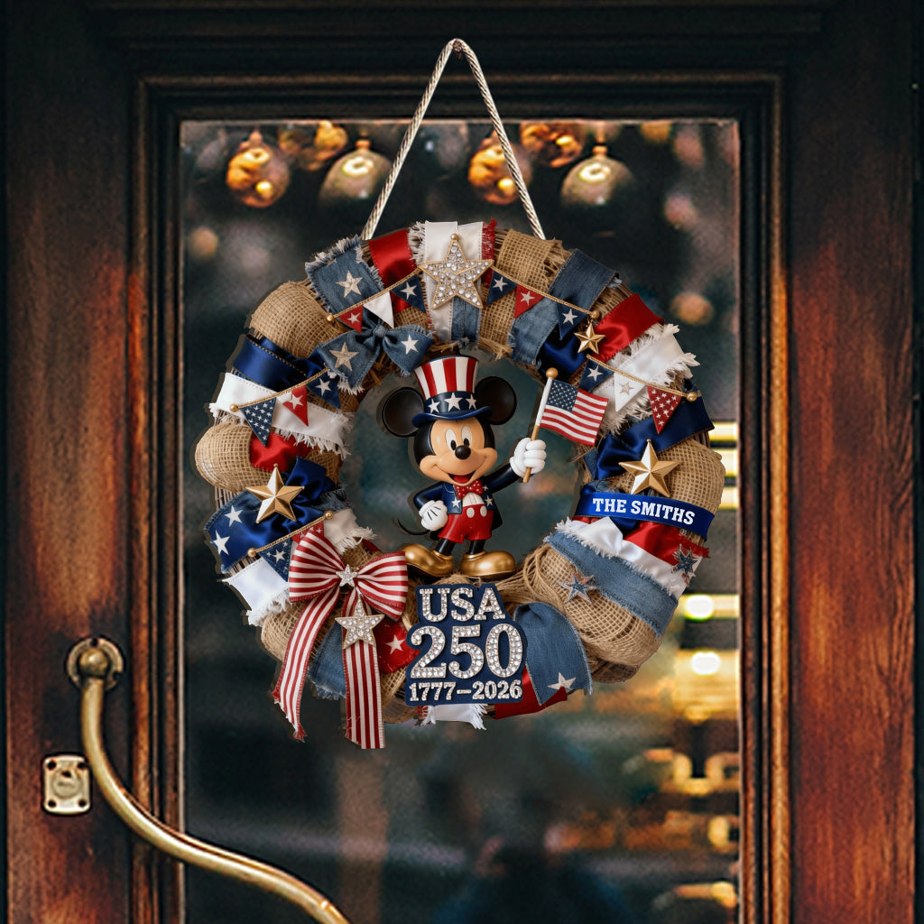 Patriotic Mouse America 250th Anniversary - Personalized Mouse Custom Shaped Wood Sign
