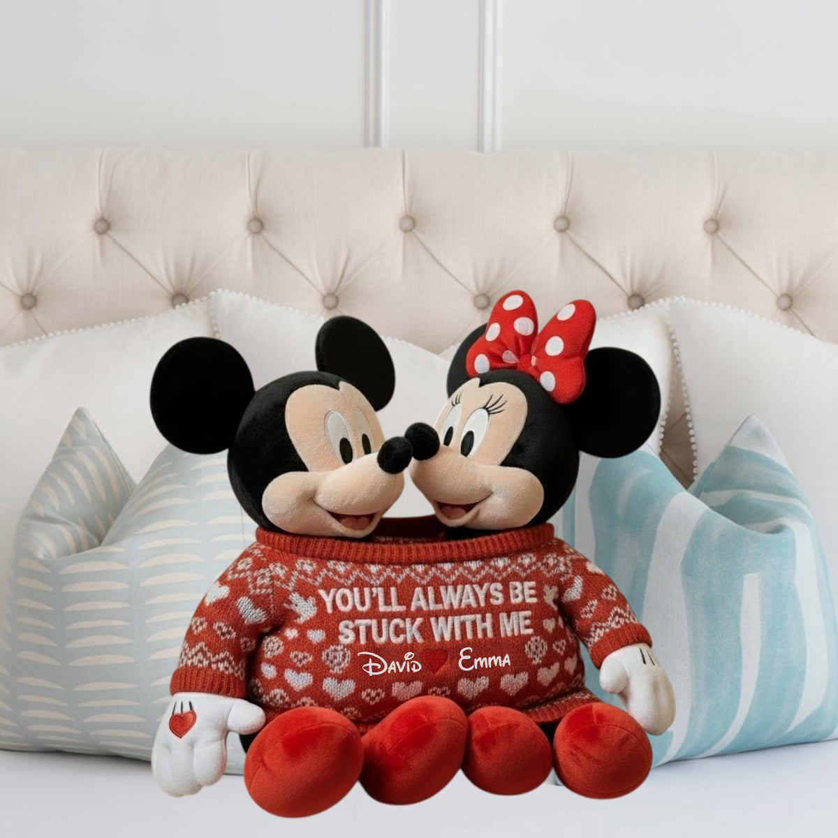 You Always Be Stuck With Me - Personalized Mouse Faux Fur Shaped Pillow