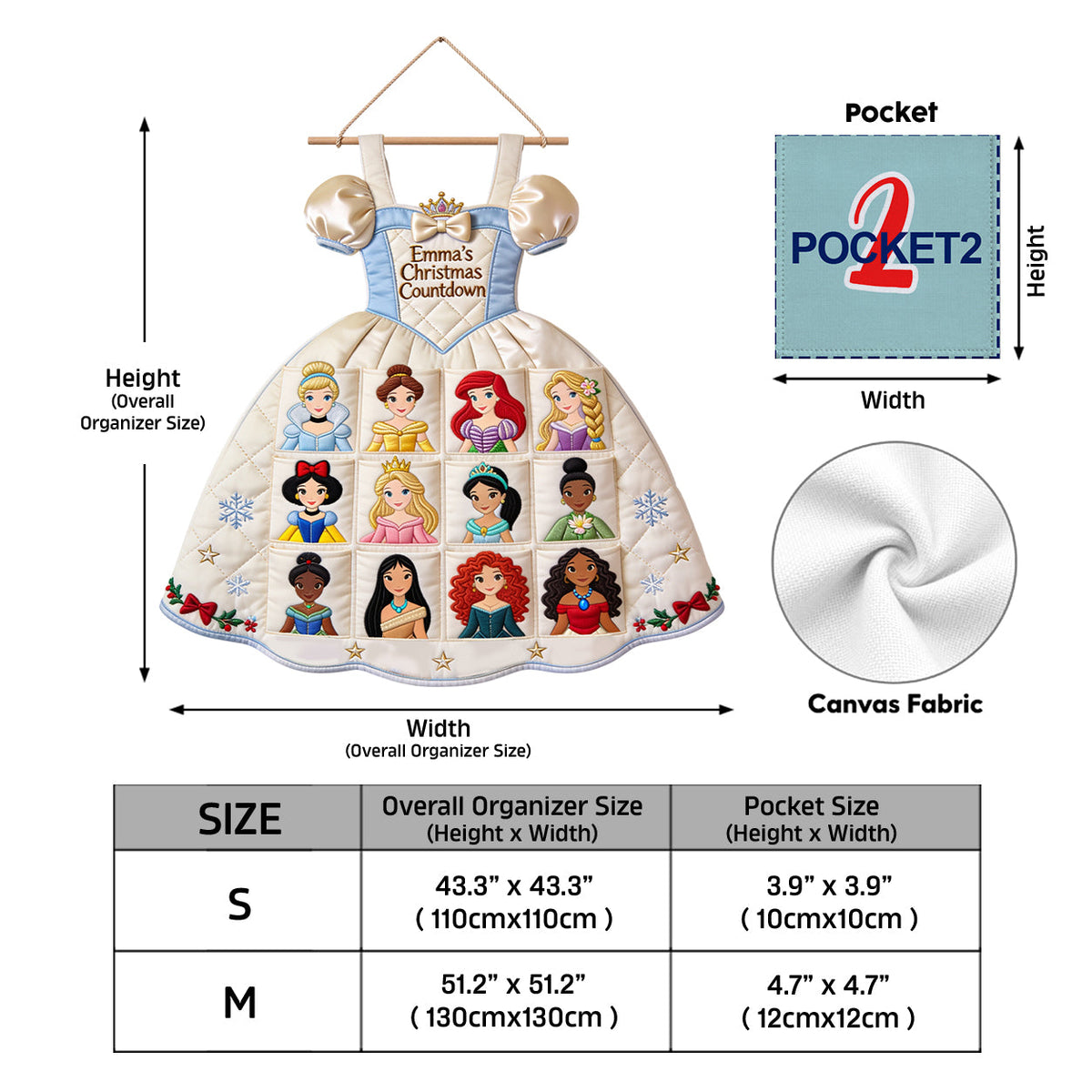 Princess Christmas Magic - Personalized Disney Princess Acrylic Ornament Advent Set