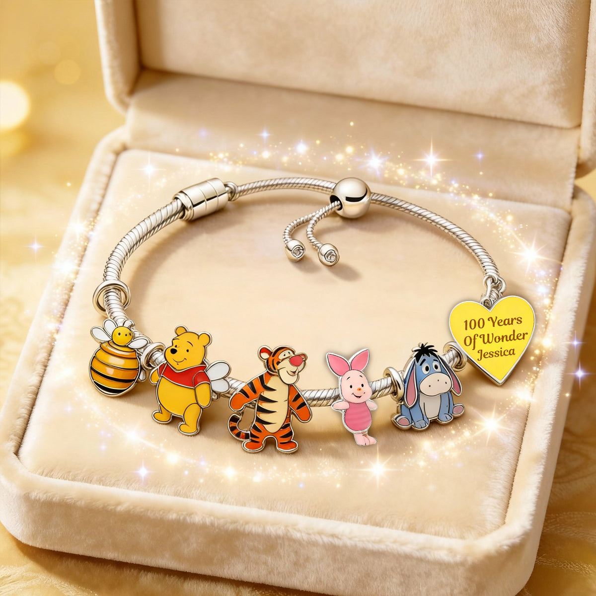 100 Years Of Wonder - Personalized Yellow Bear Adjustable Charm Bracelet