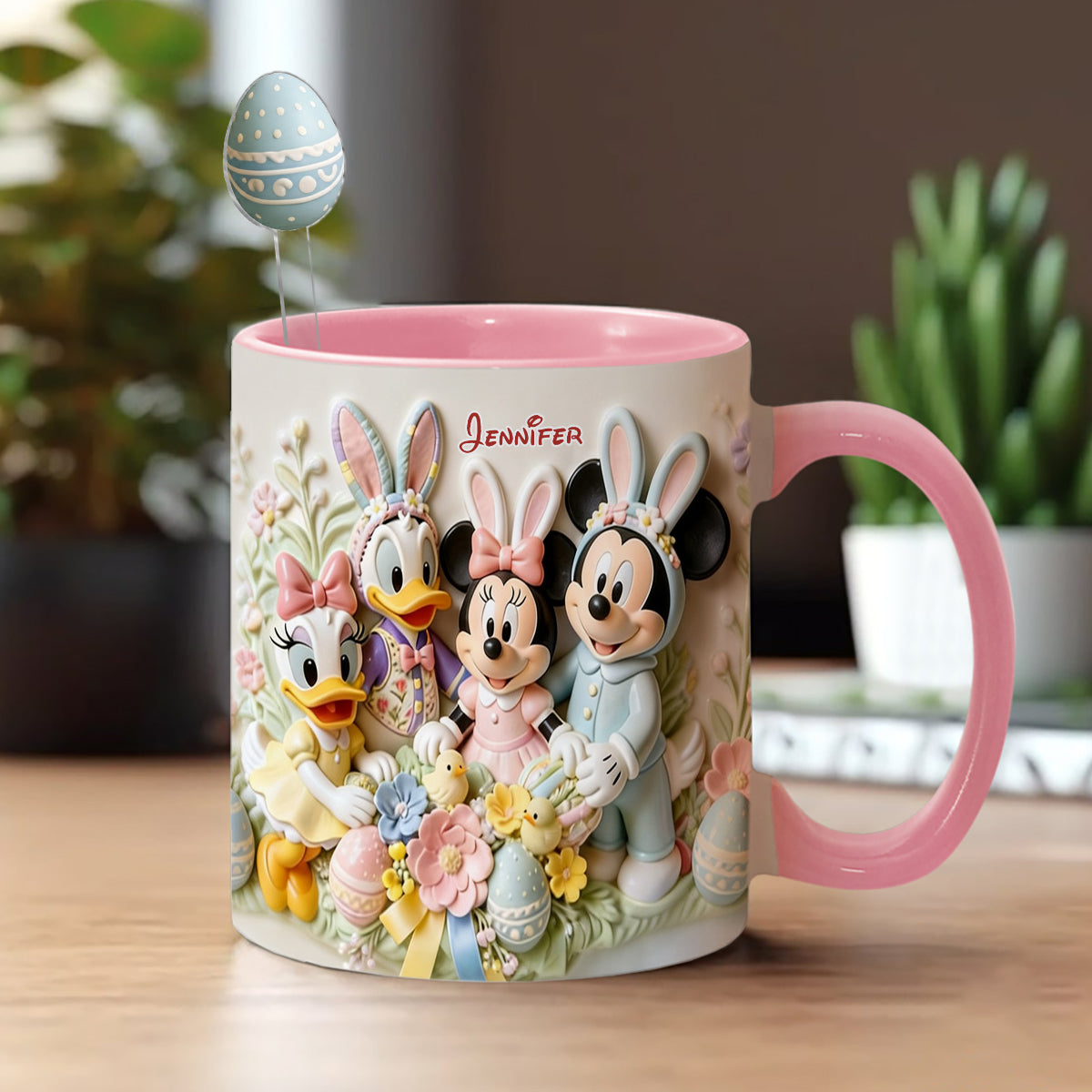 Easter's Day Magical Friends - Personalized Mouse Set Accent Mug with Acrylic Stirrers