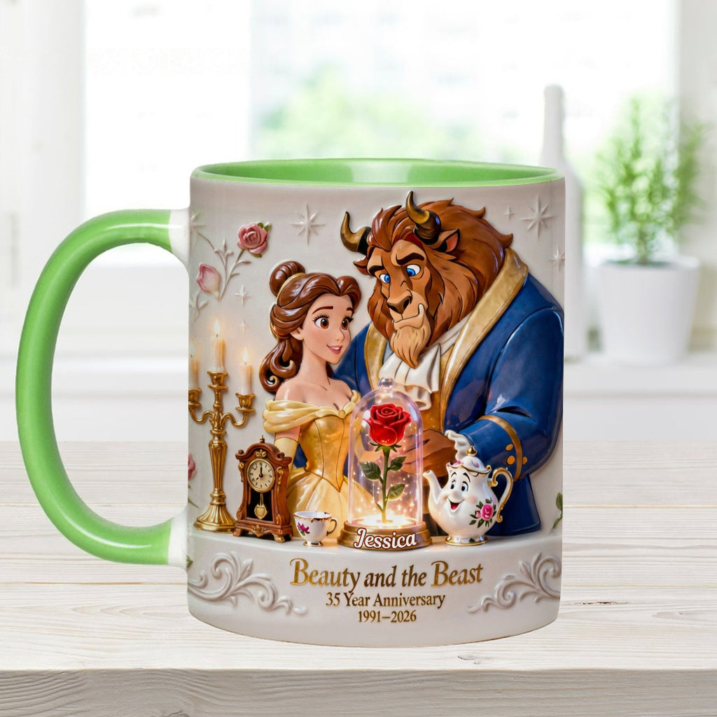 35 Year Anniversary - Personalized Beauty And The Beast Accent Mug & Coaster