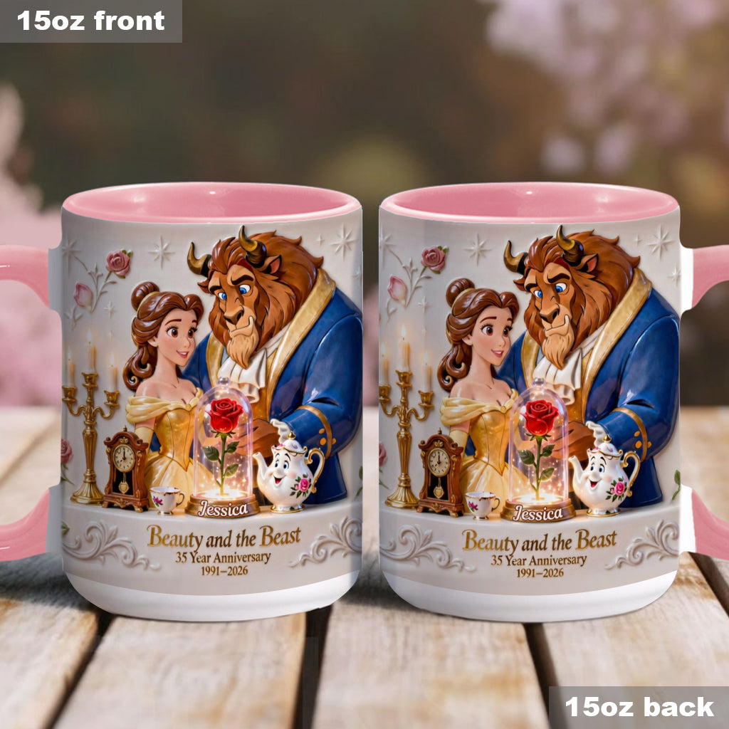35 Year Anniversary - Personalized Beauty And The Beast Accent Mug & Coaster