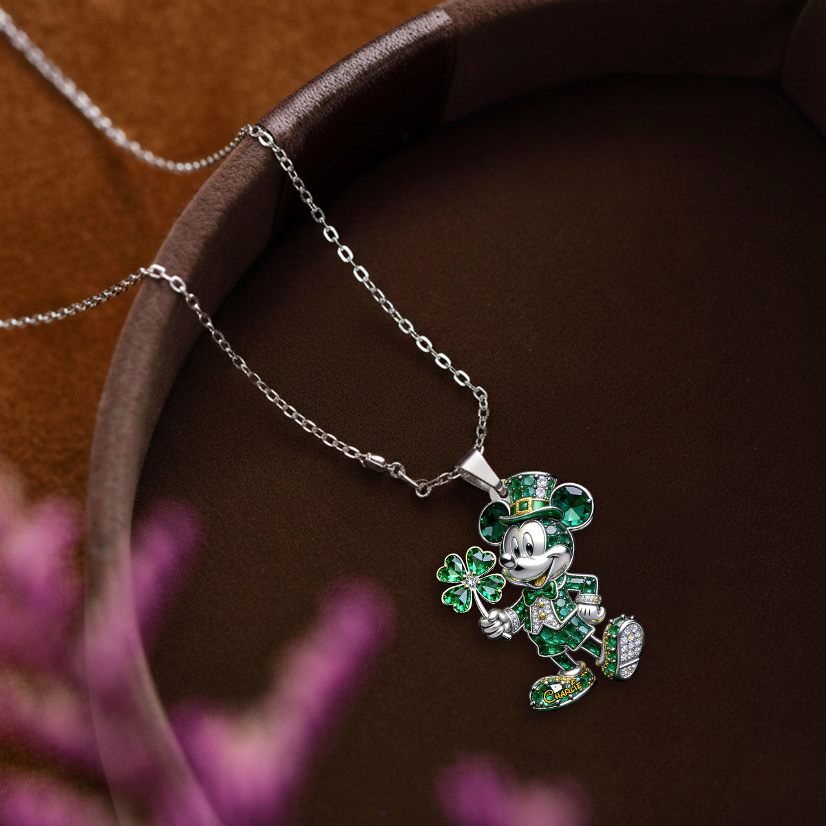 Lucky Charm Magical Mouse Ears - Personalized Mouse Shaped Metal Pendant Necklace
