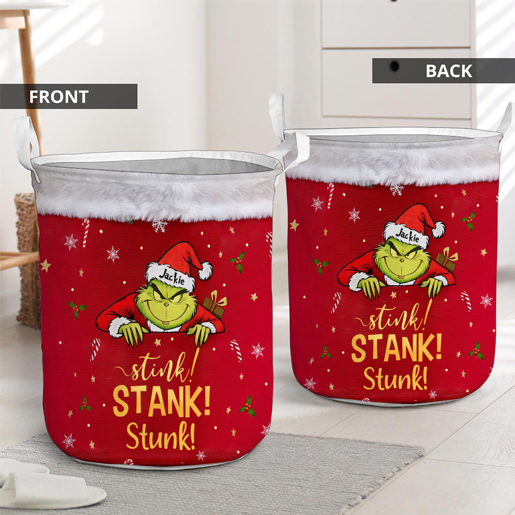 Grinchmas Stool & Keep Basket - Personalized Stole Christmas Storage Basket