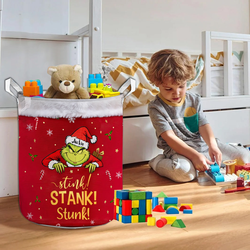 Grinchmas Stool & Keep Basket - Personalized Stole Christmas Storage Basket