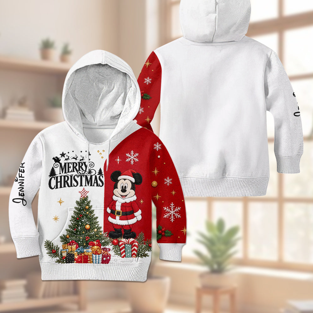 Merry Christmas - Personalized Mouse Kid Hoodie & Kid Jogger Sweatpants