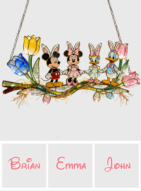 Easter's Day Magical Friends - Personalized Mouse Window Hanging Suncatcher Ornament