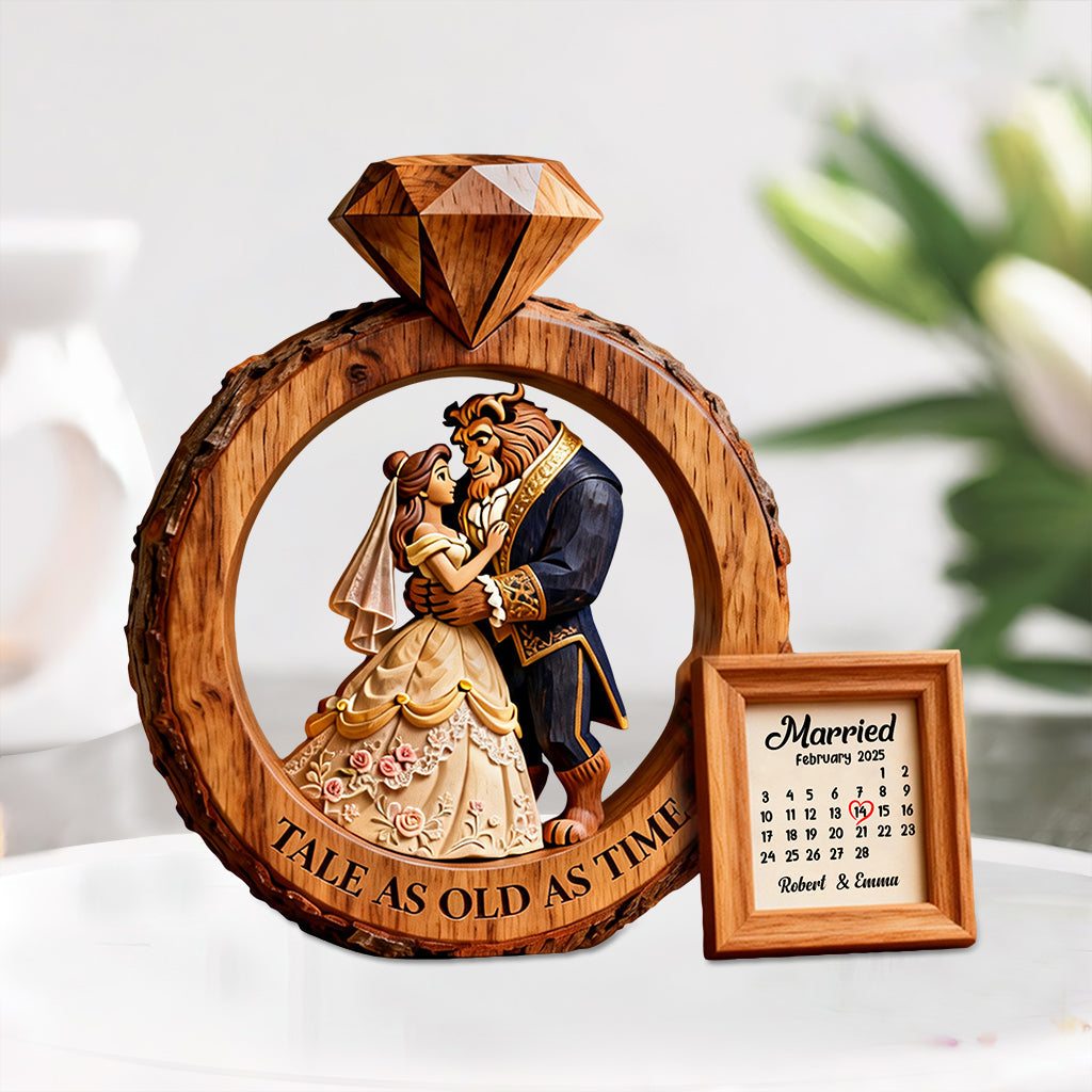 Fairy Tale Love Story - Personalized Beauty And The Beast Custom Shaped Acrylic Plaque