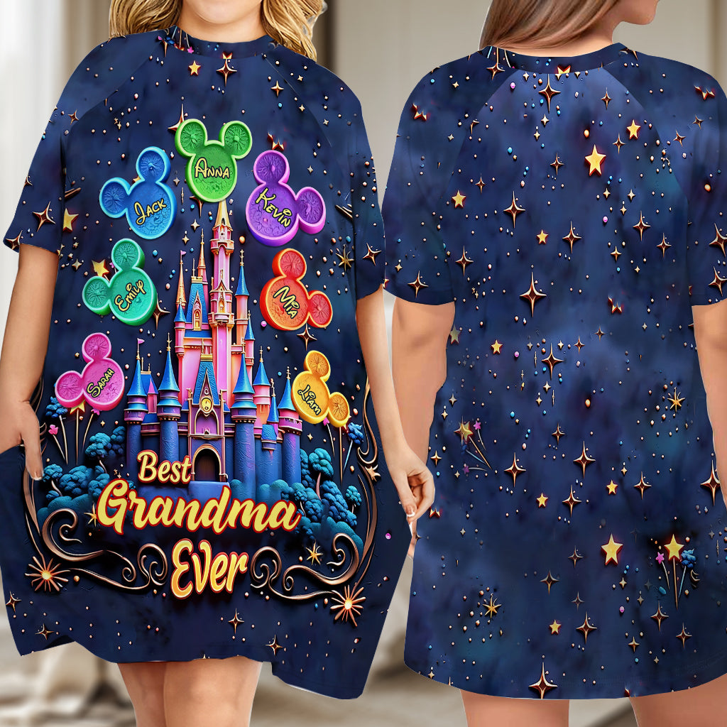 Best Grandma Ever - Personalized Mouse Sleep T-shirt Dress
