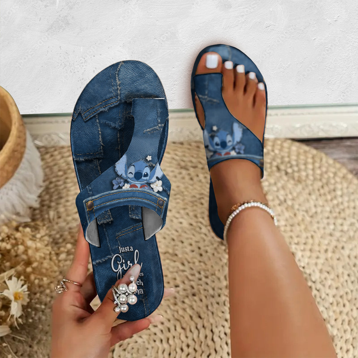 Just A Girl Who Loves Stitch - Personalized Ohana Open Toe Sandals