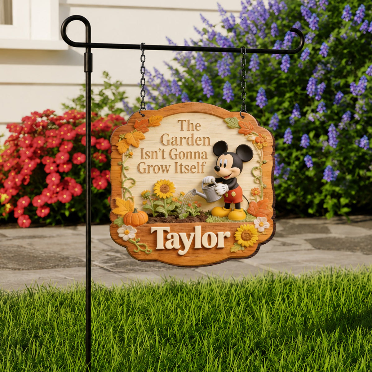 Magical Garden - Personalized Mouse Wood Sign With Stake