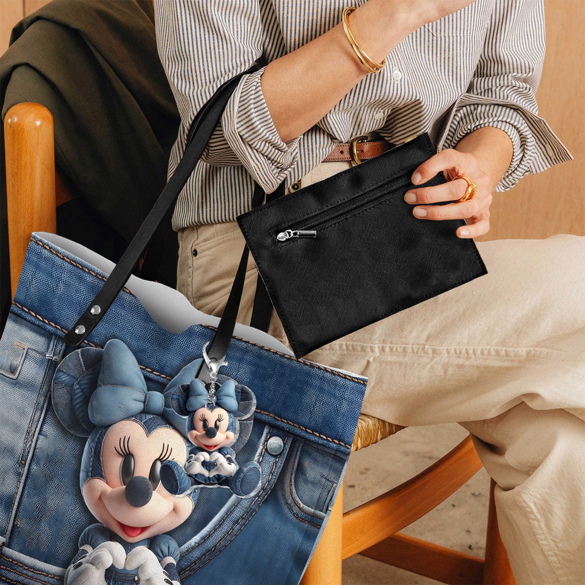 Magical Mouse Ears - Personalized Mouse Leather Tote Bag With Charm