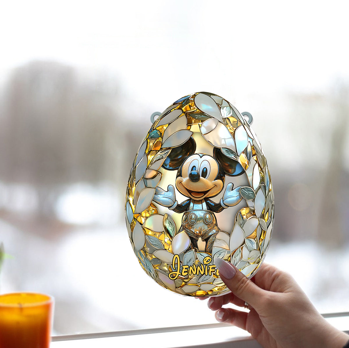 Magical Easter - Personalized Mouse Window Hanging Suncatcher Ornament