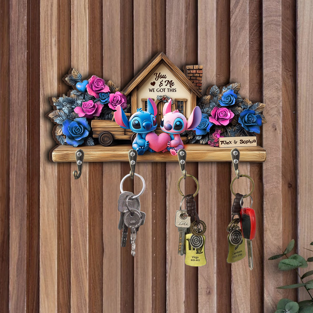 You & Me - Personalized Ohana Custom Shaped Key Rack