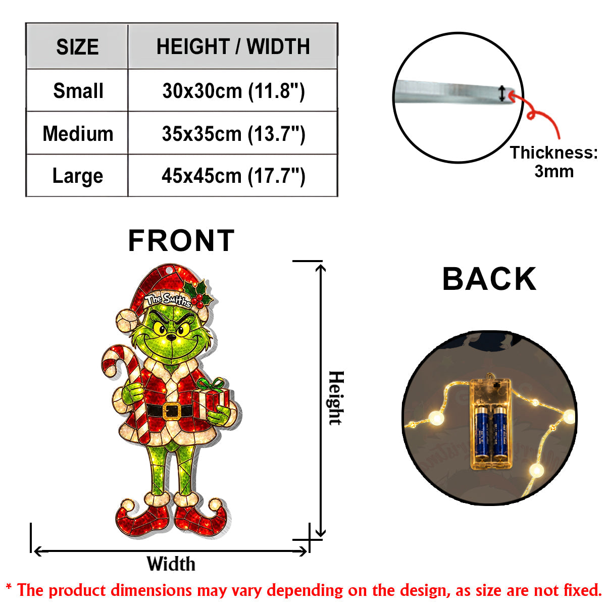 Merry Grinchmas - Personalized Stole Christmas LED Light Acrylic Sign