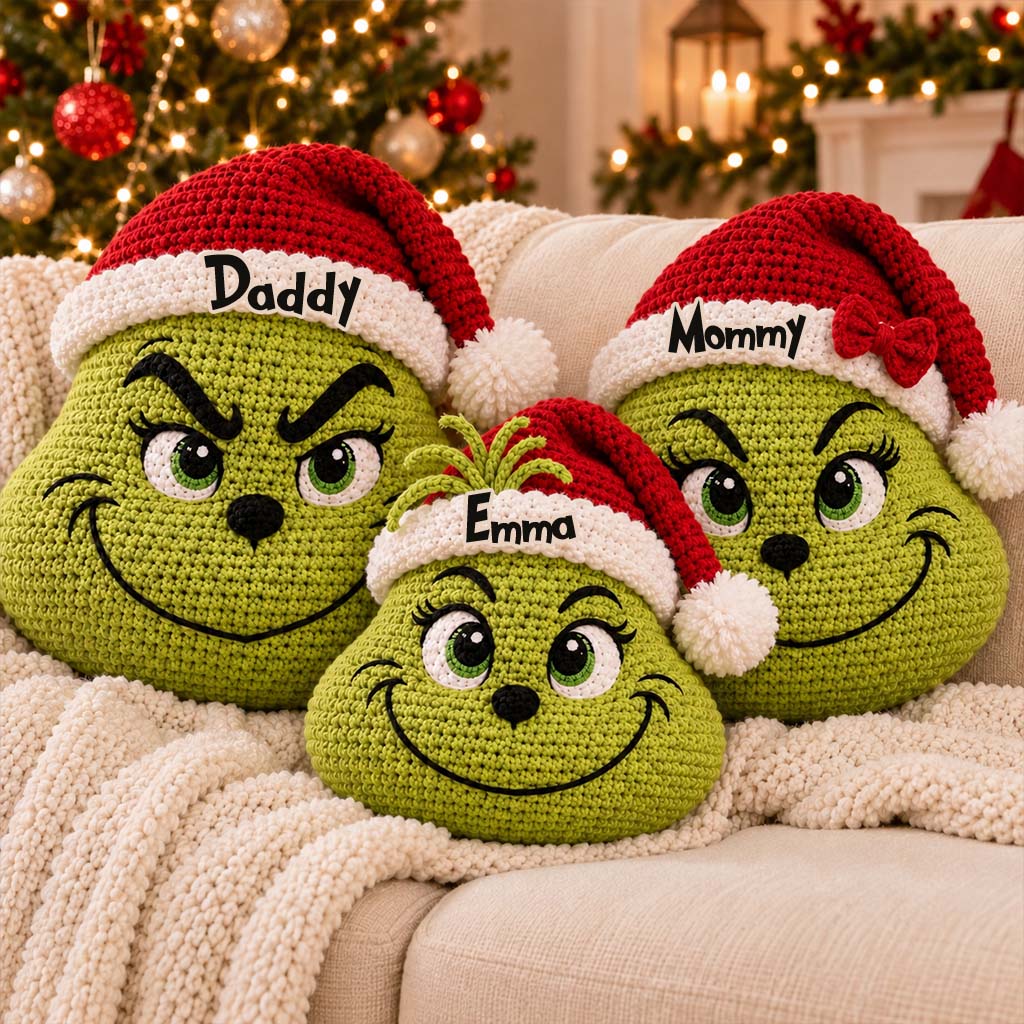 Merry Grinchmas - Personalized Stole Christmas Premium Faux Fur Pillow