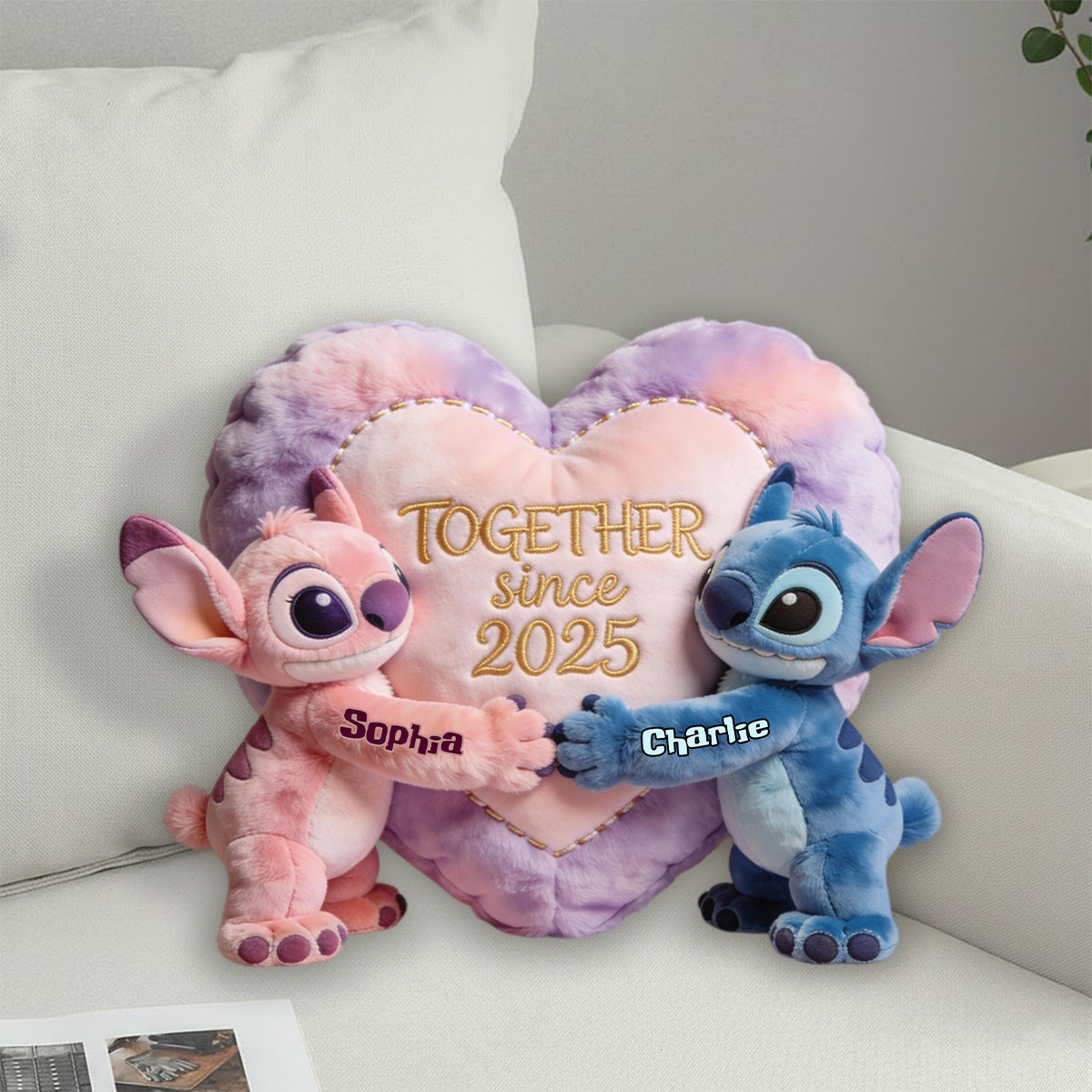 Together Since - Personalized Ohana Faux Fur Shaped Pillow