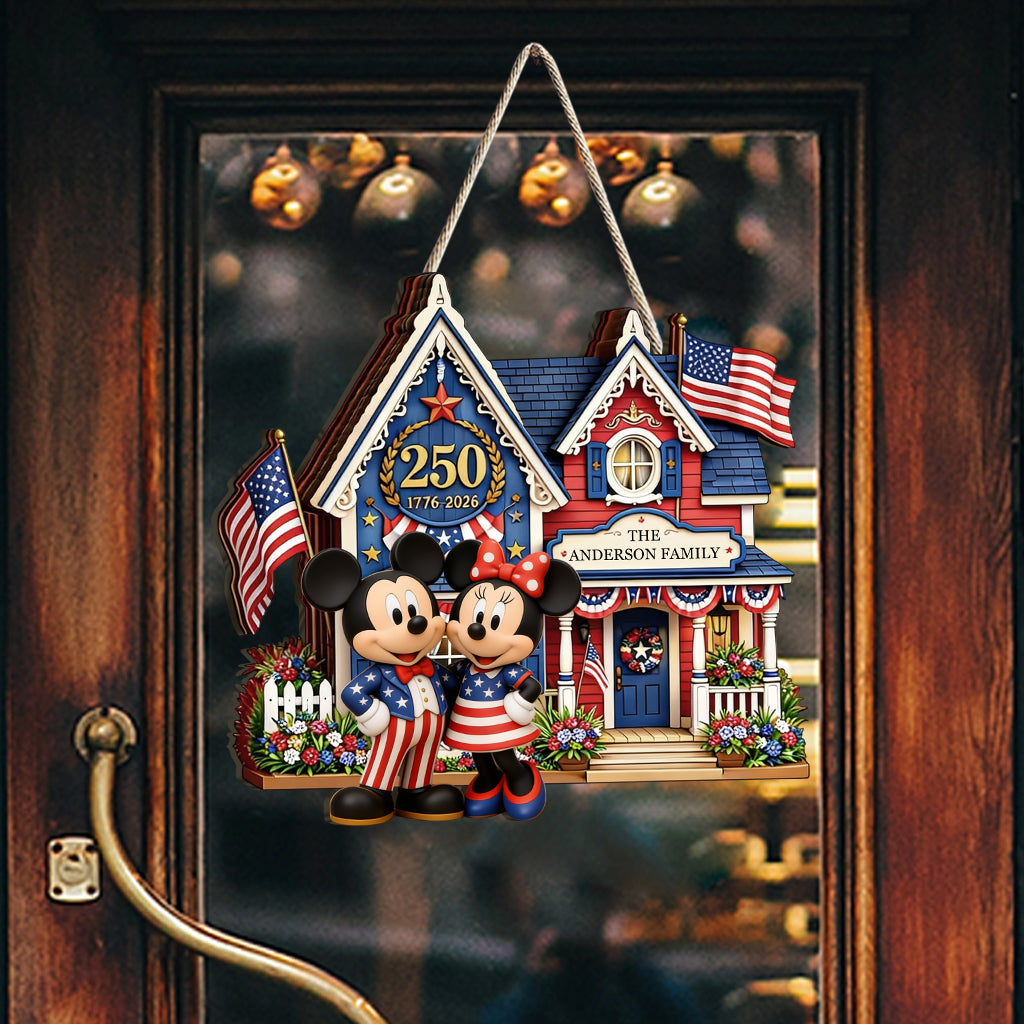 Celebrate 250th Anniversary - Personalized Mouse Custom Shaped Wood Sign