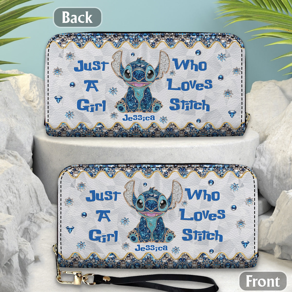Just A Girl Who Loves Stitch - Personalized Ohana Leather Long Wallet