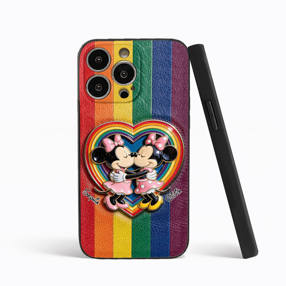 LGBT Cartoon Mouse, Pride Month - Personalized LGBT Support 3D Embossed Leather Phone Case