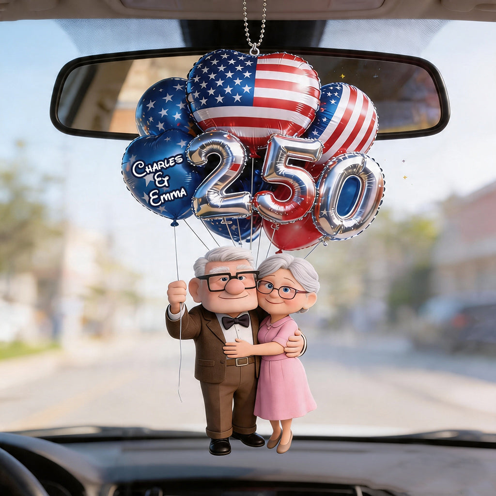 Hanging Balloons Old Couple 250 - Personalized Up Movie Couple Transparent Car Ornament